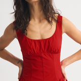 Midi Jurk met Polkadot Print en Uitlopende Rok