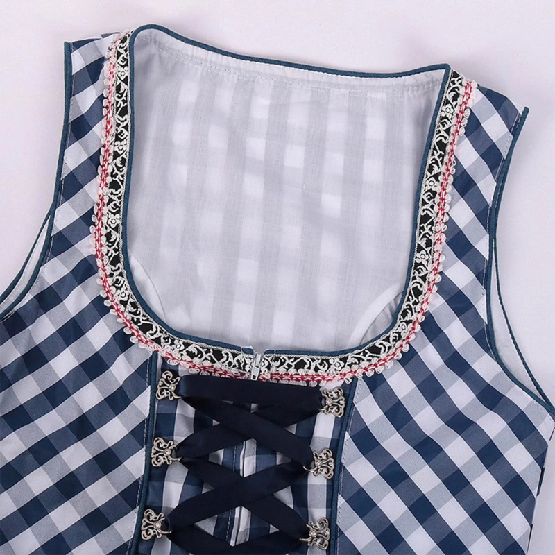 Klassieke Oktoberfest dirndljurk midi – elegante damesjurk met traditioneel ontwerp, flatterende pasvorm en hoogwaardige details, perfect voor bierfeesten en themafeesten.