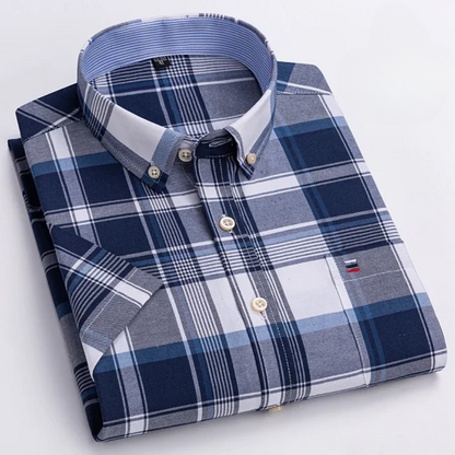 Stefen klassiek katoenen overhemd voor heren – slim-fit met stijlvol patroon, ademend en comfortabel, ideaal voor werk, casual of feestelijke gelegenheden.