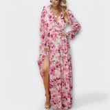 Dames Maxi Jurk met Bloemenprint en V-Hals