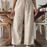 Dames broek met wijde pijpen en trekkoord