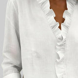 Dames Blouse met V-Hals en Knoopsluiting
