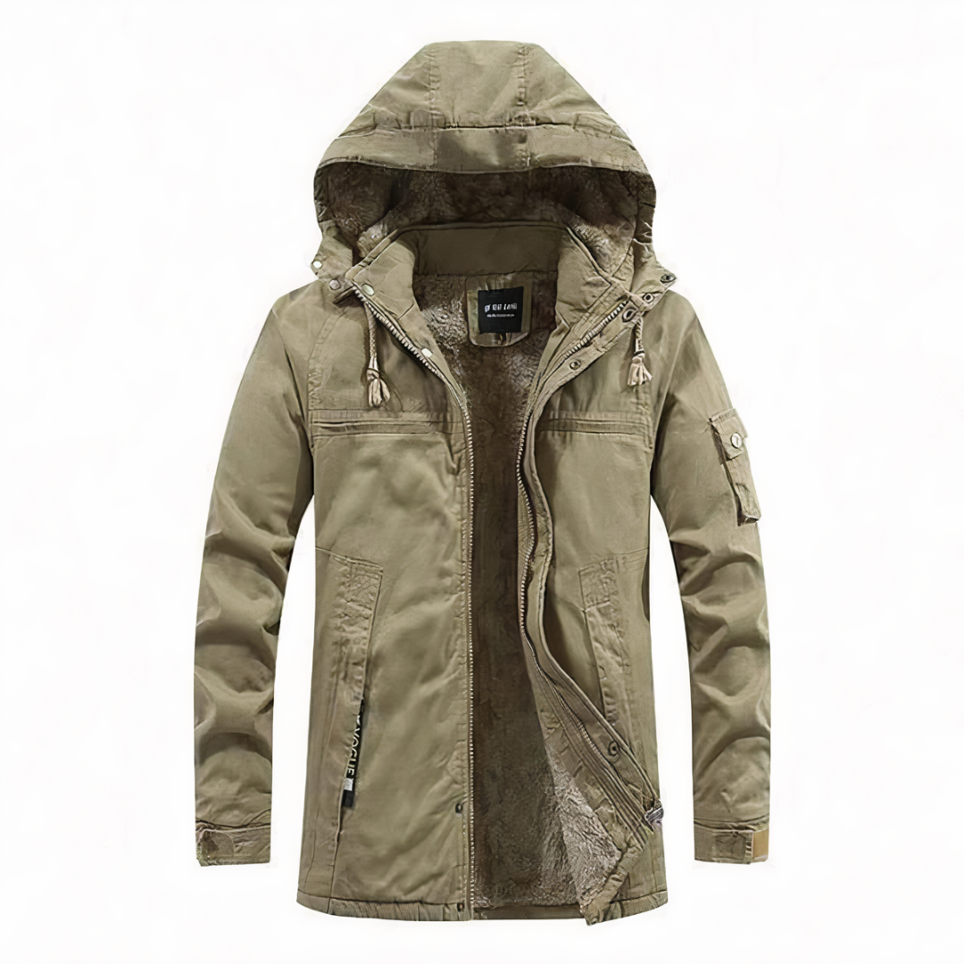 Heren parka winterjas in donkergroen – wind- en waterdicht materiaal, warme voering en comfortabele pasvorm voor koude dagen.