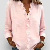 Dames Blouse met V-Hals en Knoopsluiting