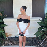Off-Shoulder Mini Jurk met Strikdetail