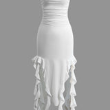 Strapless Maxi Jurk met Ruches