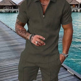 Tweedelige Set met Geribd Poloshirt en Short