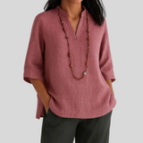 Dames Blouse met V-Hals en Driekwartmouwen