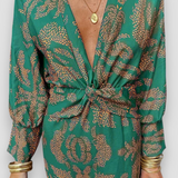Maxi Jurk met Barokprint en V-Hals