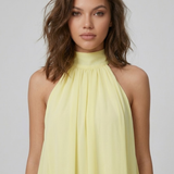 Halter Mini Jurk met Gelaagde Volantzoom