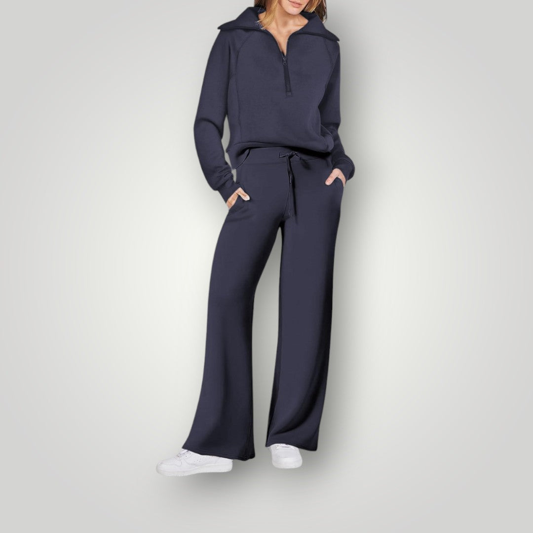 Vivienne stijlvolle tweedelige lounge set voor dames – zachte en comfortabele set van top en broek, perfect voor casual, thuis of lounge-looks.