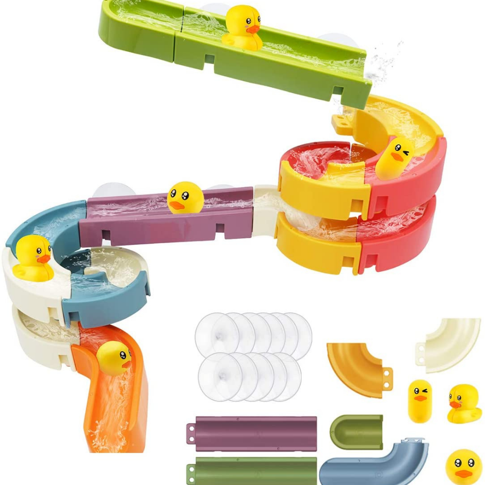 HappyDuck glijbaan voor kinderen – kleurrijk badspeelgoed met veilige, gladde afwerking, geschikt voor plezier en waterpret in bad of zwembad.