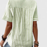 Dames blouse met plooidetails en korte mouwen