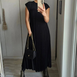 Dames Maxi Jurk met Geplooide Rok en V-Hals