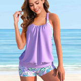 Dames Tankini met Gelaagde Top en Brede Bandjes