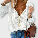 Dames blouse met kantdetails en V-hals
