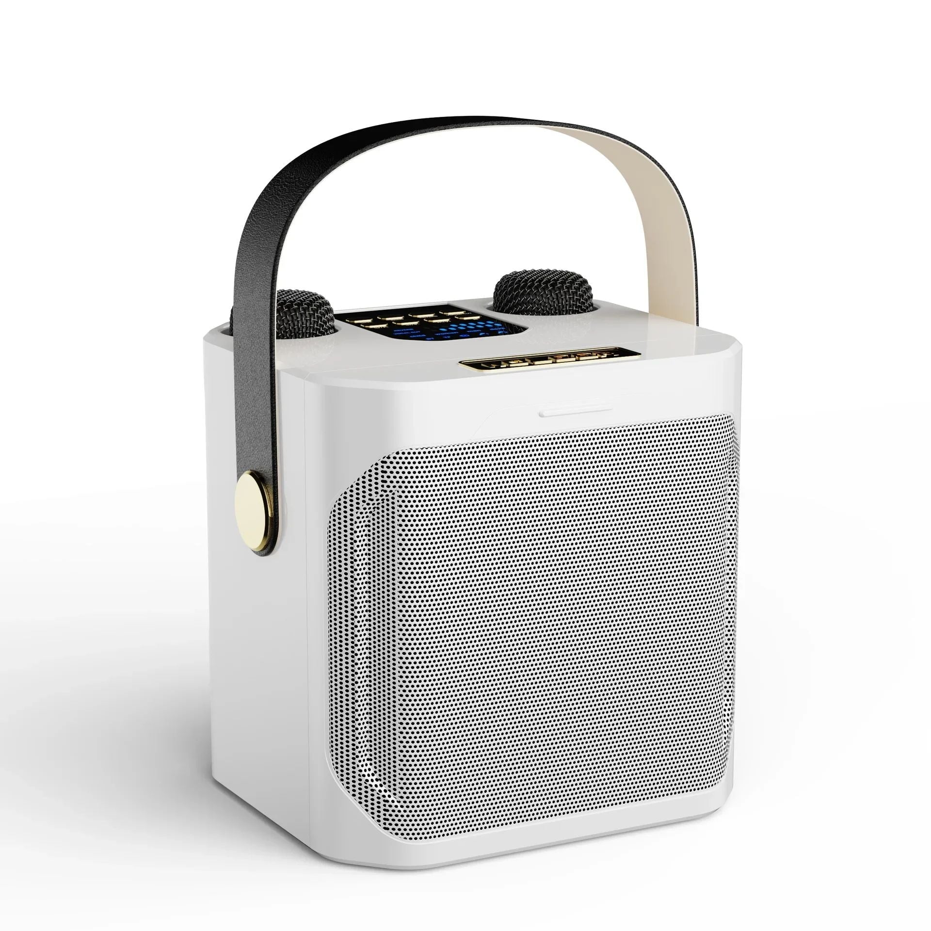 Draagbare karaoke boombox met subwoofer – krachtige bluetooth speaker met microfoon, helder geluid en ideaal voor feestjes thuis of onderweg.