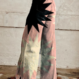 Dames broek met abstracte print en wijde pijpen