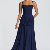 Maxi Jurk met Vierkante Halslijn en Gedrapeerde Taille