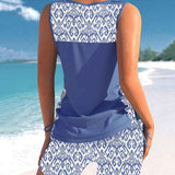 Dames Tankini met Bedrukte Details en Zwemshort