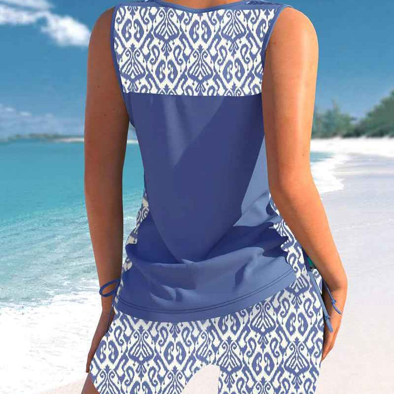 Dames Tankini met Bedrukte Details en Zwemshort