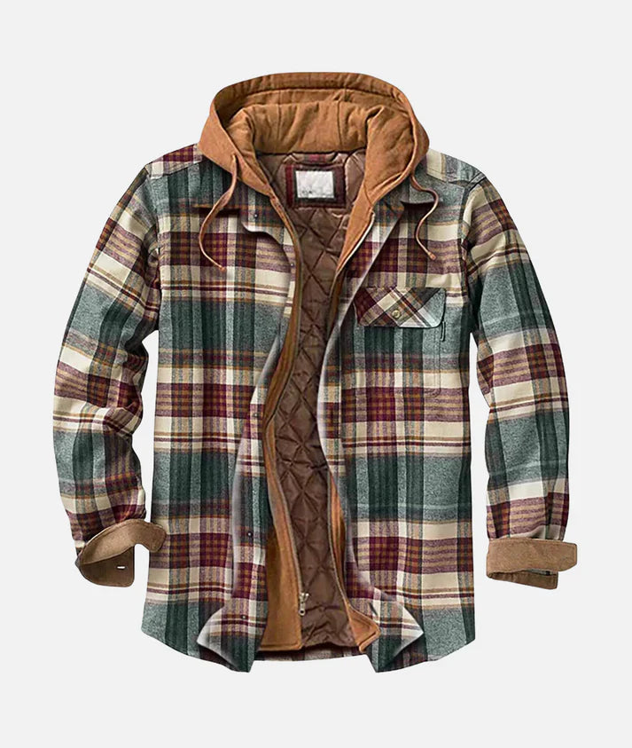 Leon heren jas met ruitpatroon en capuchon in diverse kleuren – warme voering, waterafstotend materiaal en comfortabele pasvorm voor koude dagen.