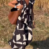 Losse Maxi Jurk met Abstracte Print