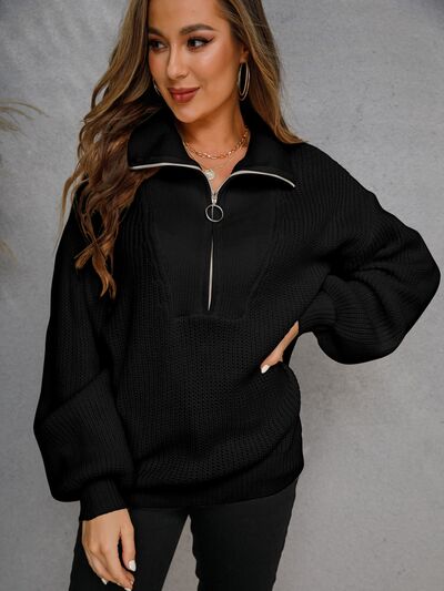 Casual dames sweater met halve rits, comfortabel en stijlvol voor dagelijks gebruik.