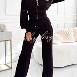 Tweedelige Lounge Set met Ritsvest en Wijde Broek