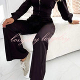 Tweedelige Lounge Set met Ritsvest en Wijde Broek