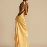 Maxi Jurk met Asymmetrische Halslijn en Split