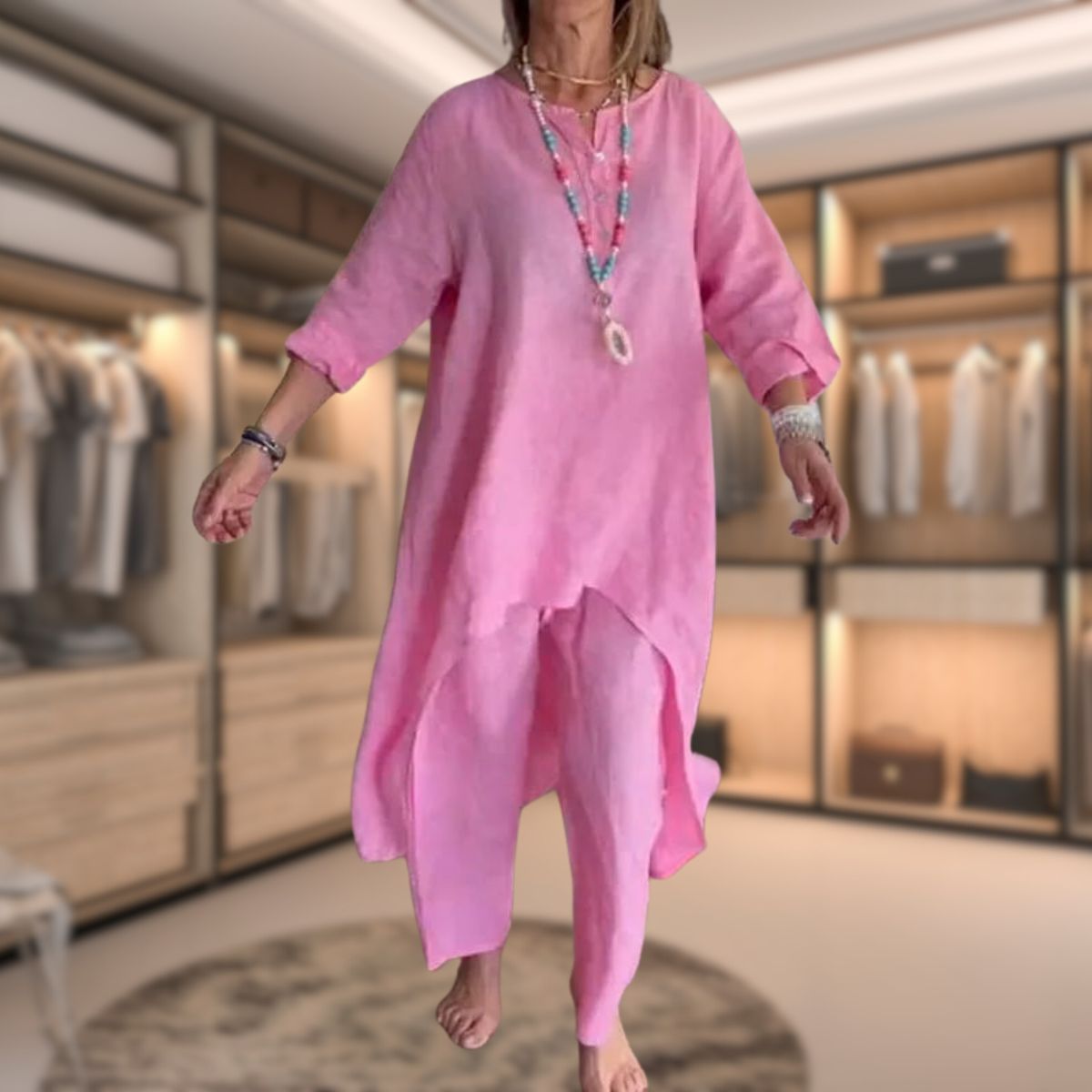 Tweedelige Tuniek Set met V-Hals