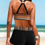 Dames Tankini met Grafische Print en Zwemshort
