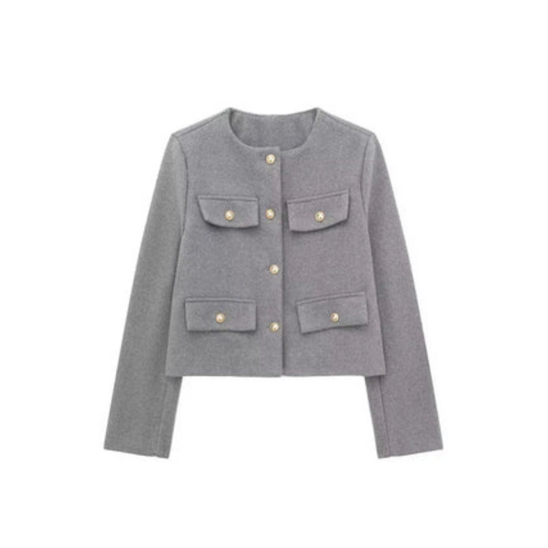 Elise damesjas – tijdloze tweed look met elegante pasvorm, warme voering en stijlvolle afwerking voor veelzijdig gebruik.