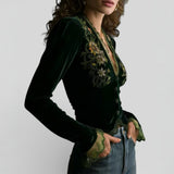 Dames Blouse met Borduurdetails en V-Hals