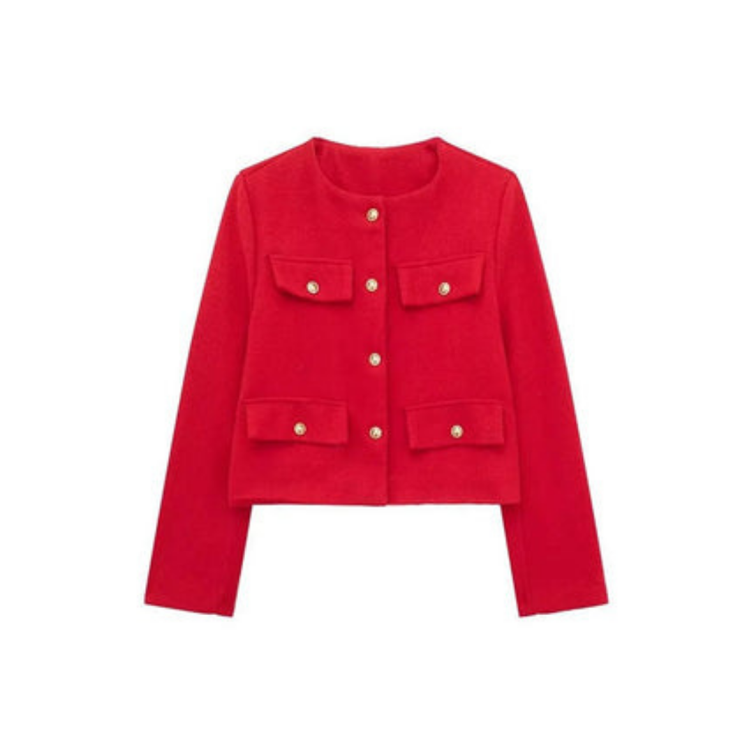 Elise damesjas – tijdloze tweed look met elegante pasvorm, warme voering en stijlvolle afwerking voor veelzijdig gebruik.