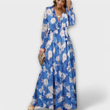 Dames Maxi Jurk met Bloemenprint en V-Hals