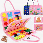 Montessori reis speelgoed – educatief sensorisch activiteitenboek dat de fijne motoriek en cognitieve ontwikkeling stimuleert. Perfect voor onderweg en thuis.