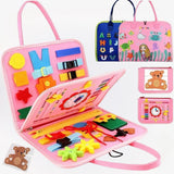 Montessori reis speelgoed – educatief sensorisch activiteitenboek dat de fijne motoriek en cognitieve ontwikkeling stimuleert. Perfect voor onderweg en thuis.