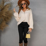 Casual dames sweater met halve rits, comfortabel en stijlvol voor dagelijks gebruik.