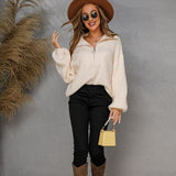 Casual dames sweater met halve rits, comfortabel en stijlvol voor dagelijks gebruik.