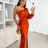 One-Shoulder Maxi Jurk met Drapering
