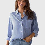 Dames blouse met strepen en strikdetail