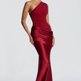 One-Shoulder Maxi Jurk met Drapering