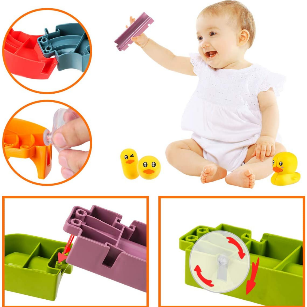 HappyDuck glijbaan voor kinderen – kleurrijk badspeelgoed met veilige, gladde afwerking, geschikt voor plezier en waterpret in bad of zwembad.