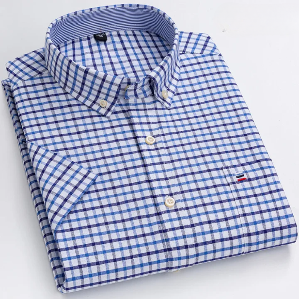 Stefen klassiek katoenen overhemd voor heren – slim-fit met stijlvol patroon, ademend en comfortabel, ideaal voor werk, casual of feestelijke gelegenheden.
