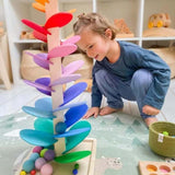 Montessori interactieve geluidsboom – educatief regenboog murmur toren speelgoed voor kinderen, duurzaam hout en stimuleert zintuigen en concentratie.