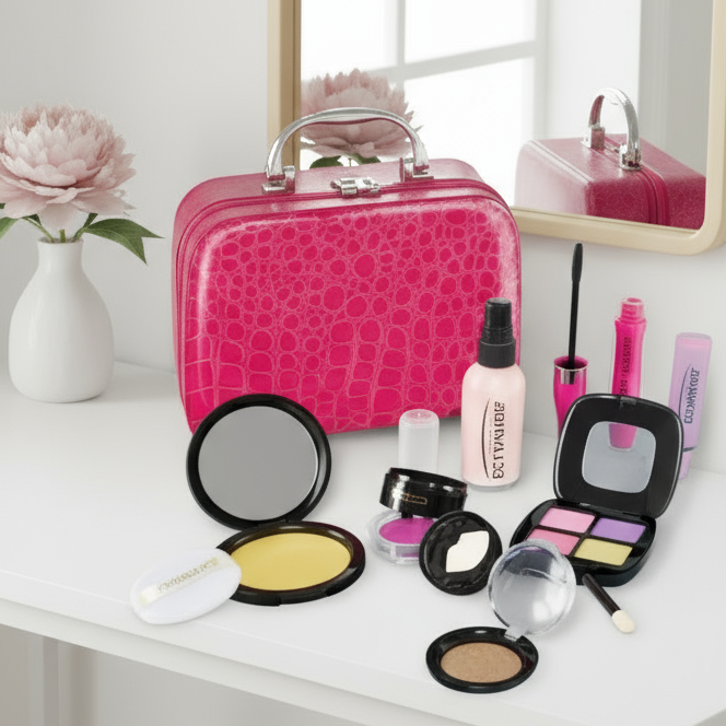 MiniGlam make-up speelset voor meisjes – veilige en kleurrijke set die creativiteit en rollenspel stimuleert voor urenlang plezier.