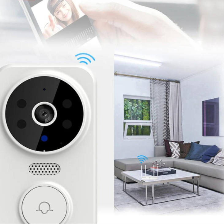 Slimme WiFi deurbel met camera en alarm – HD-beveiliging in een strak wit design voor extra veiligheid en gemak.