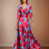 Dames Maxi Jurk met Bloemenprint en V-Hals